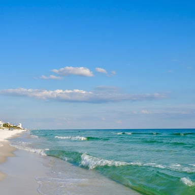 Aerial view of the Emerald Coast shoreline